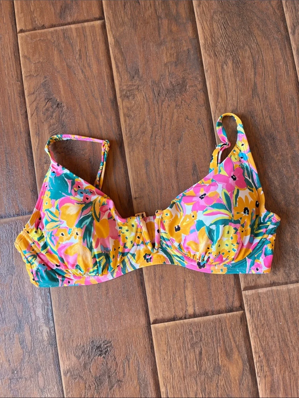 Anne Cole Floral Underwire Bikini Top in Yellow, Pink, Green